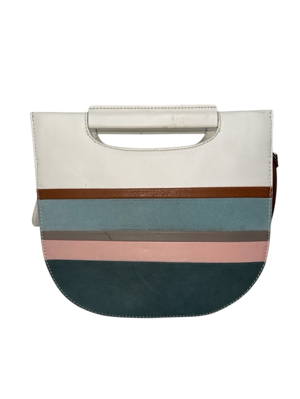 Fossil Hazel Leather Suede Crossbody Colorblock Stripe Pink Blue White Spring